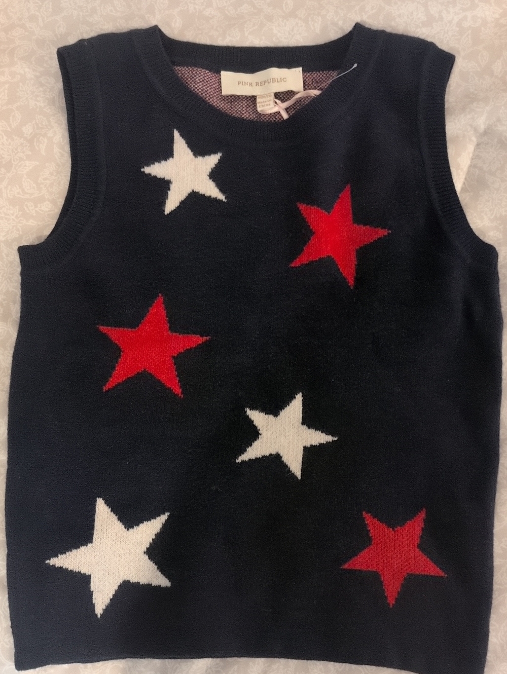 Pink Republic Kids Navy Star Knit Vest - Red & White Stars
